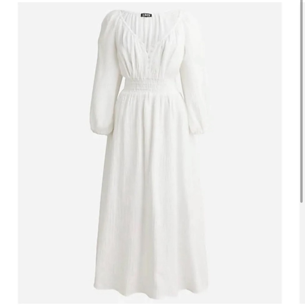 NWT J.Crew V-neck midi dress in soft gauze. Color: WHITE. Size: SMALL.
